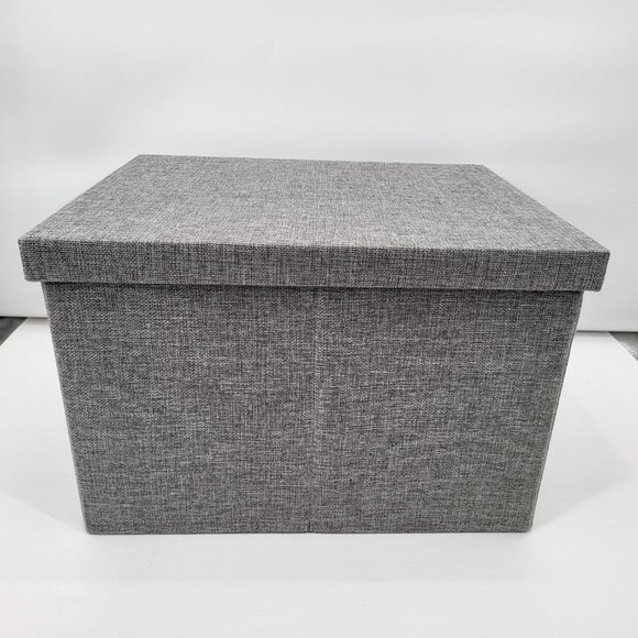 Collapsible File Storage Box w Lid Linen Filing Storage Organizer with Rail New - Picture 3 of 8